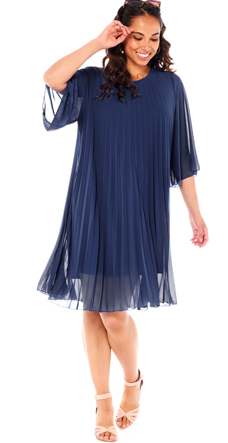 Eloise kjole med plissé navy LikeLondon
