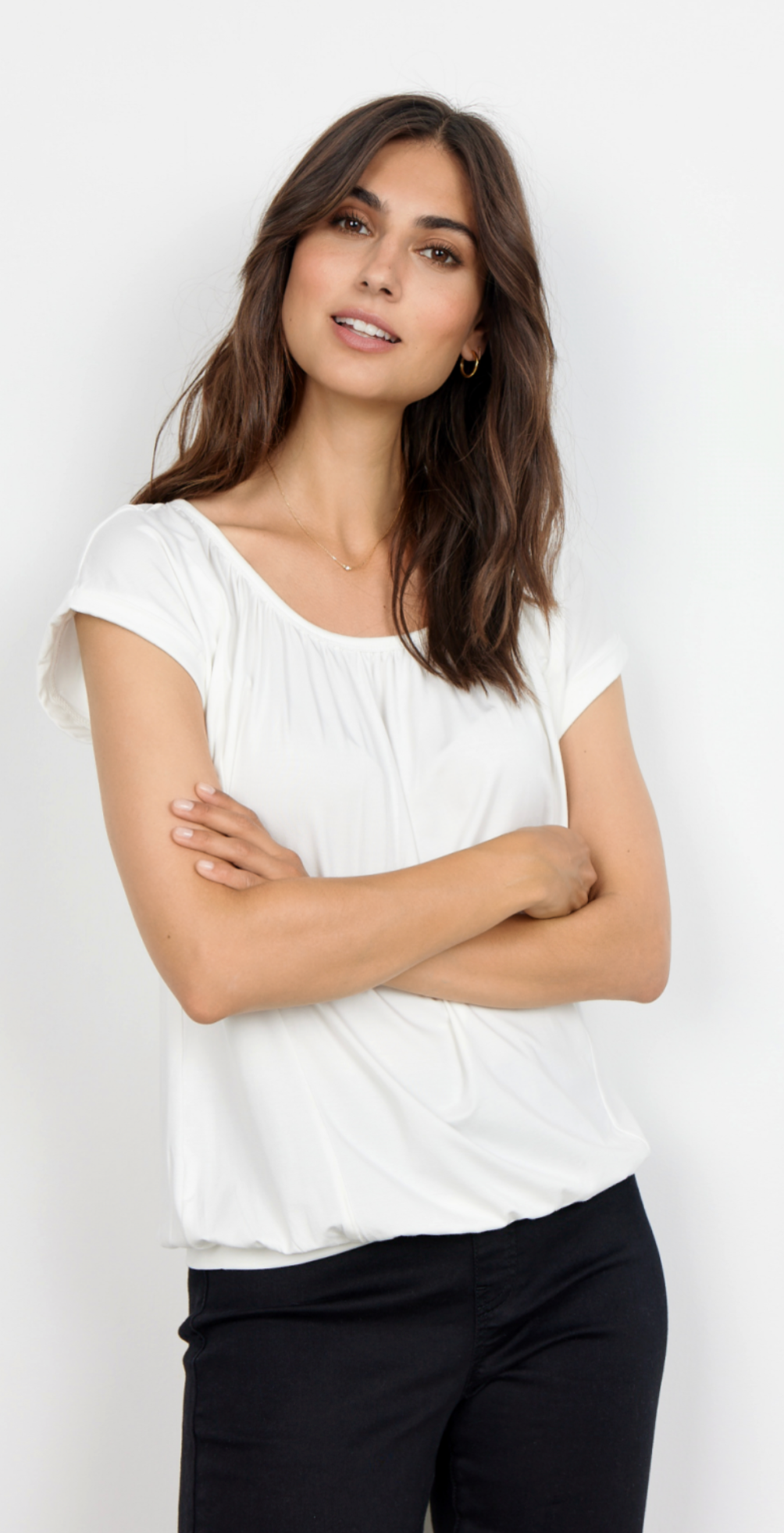 Sophia bluse med rund hals offwhite small