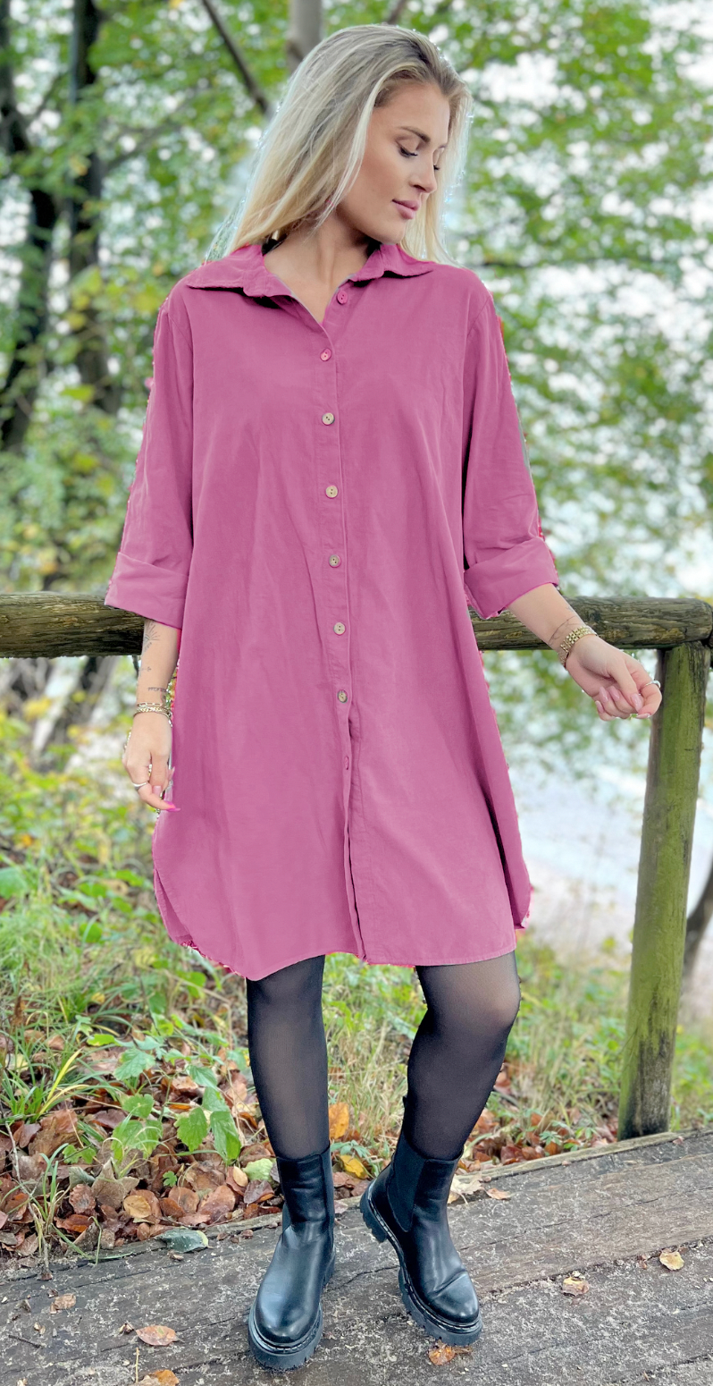 Forudbestil uge 3 Danica fløjls kjole-tunika med knapstolpe cipolla LikeLondon