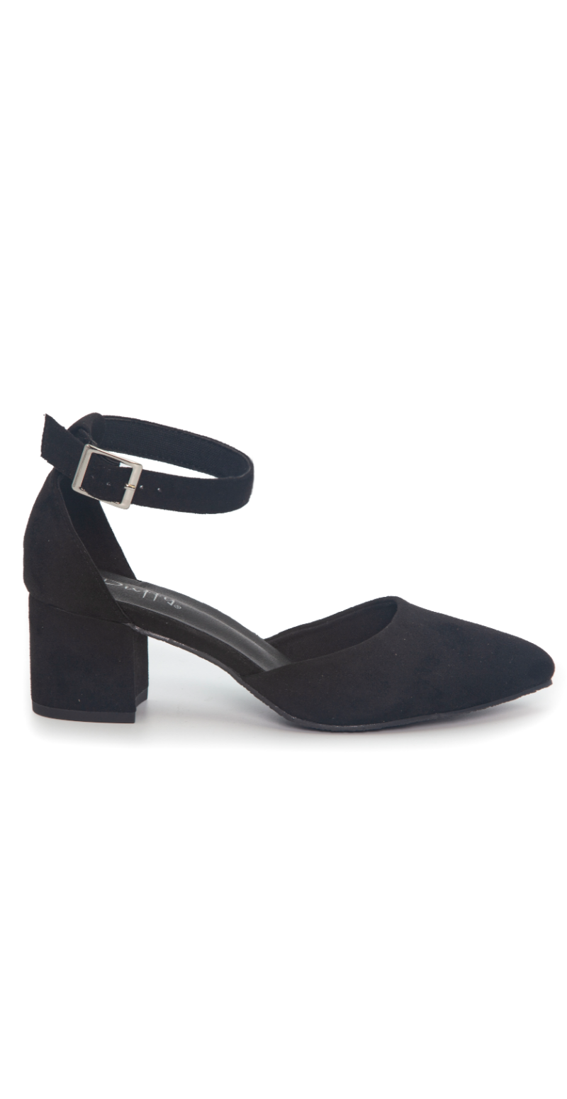 Pumps med ankelrem sort