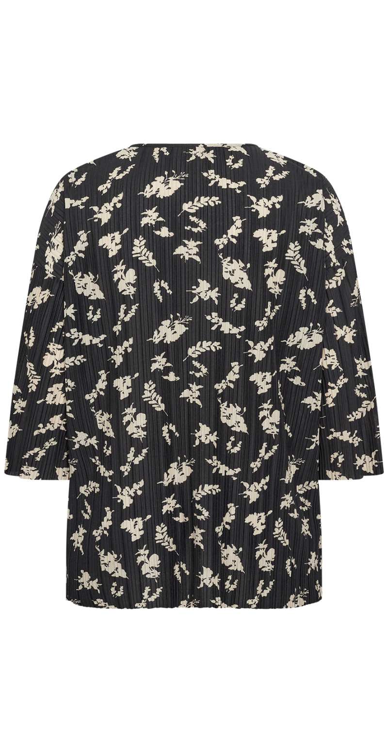 plisseret bluse i print sand