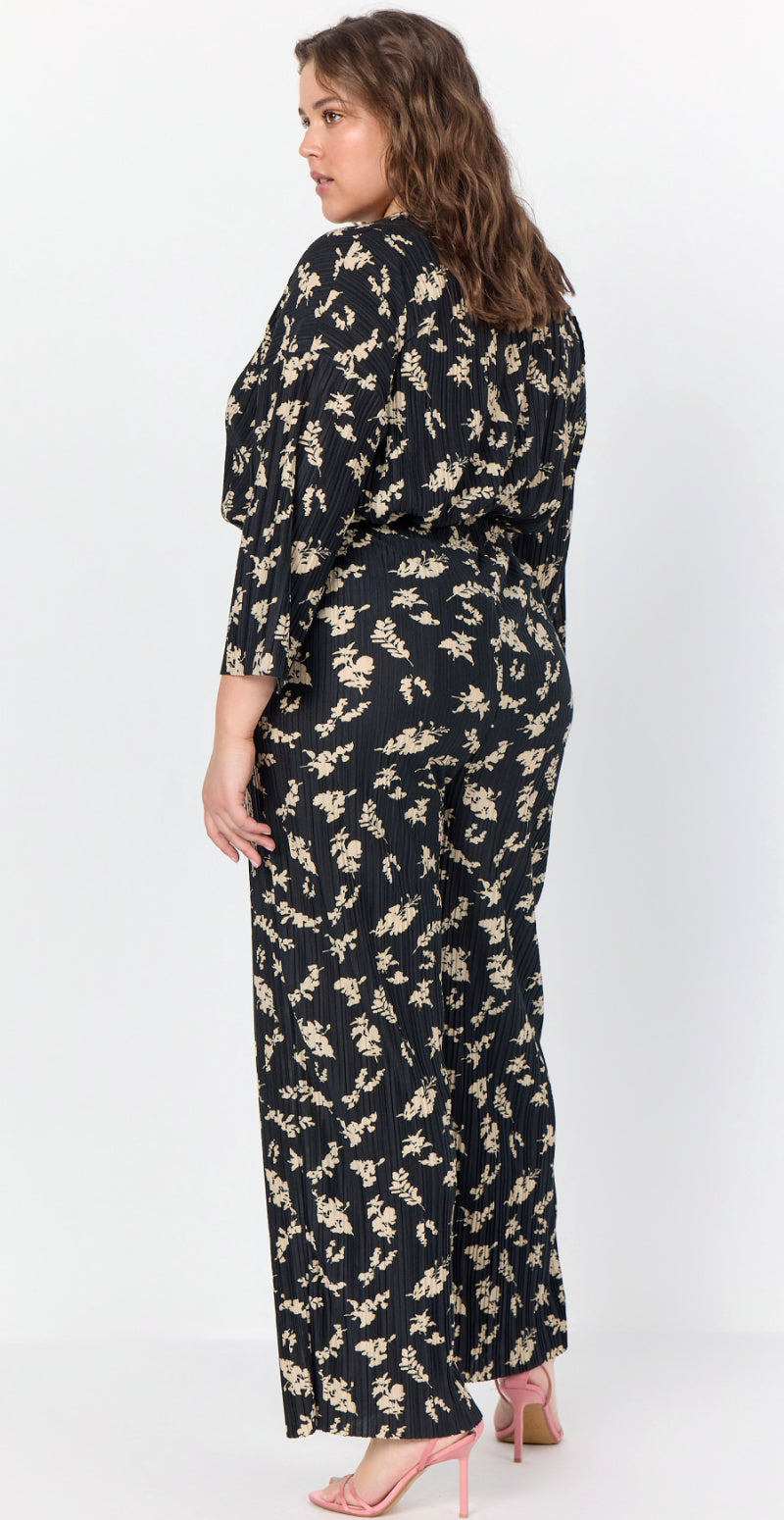 plisseret bluse i print sand
