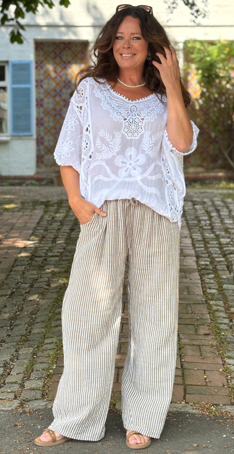Myrna bluse med blondemotiv hvid LikeLondon