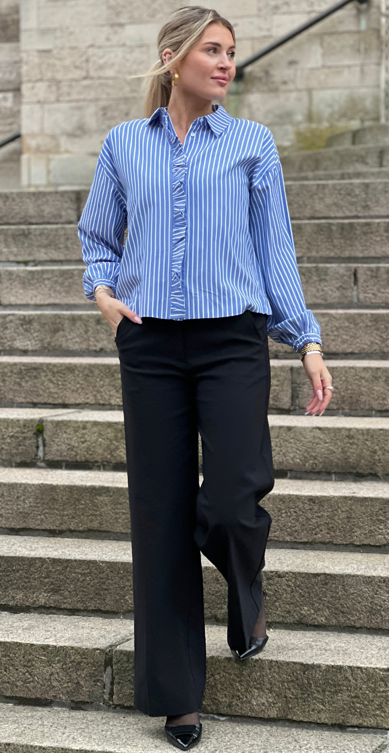 Hilde skjortebluse med striber stonewash mix