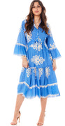 Frida kjole med mønster og vidde blå Likelondon