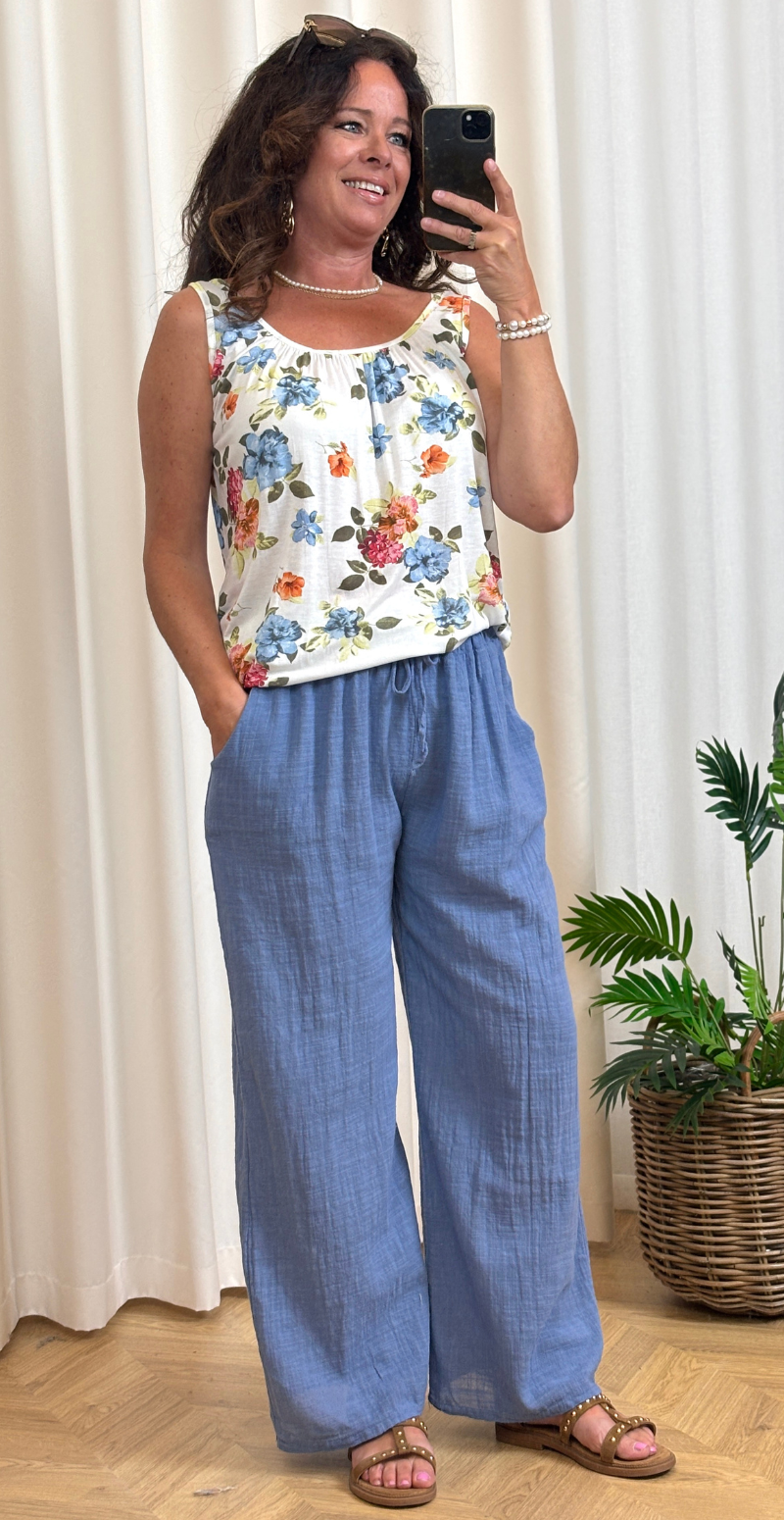 Elise ensfarvet buks denim LikeLondon