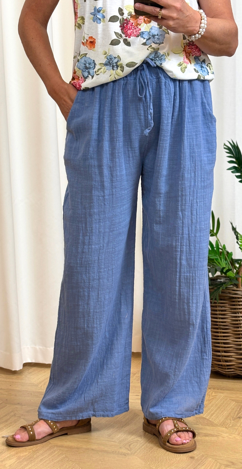 Elise ensfarvet buks denim LikeLondon