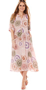 Ester kjole med mønster rosa Likelondon