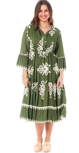 grøn hvid kjole