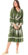 Frida kjole med mønster og vidde grøn Likelondon
