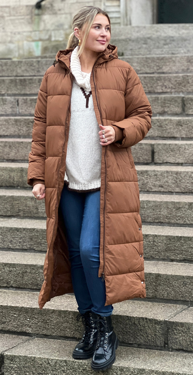 Liva frakke med hætte camel