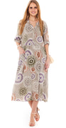 Ester kjole med mønster mocca Likelondon
