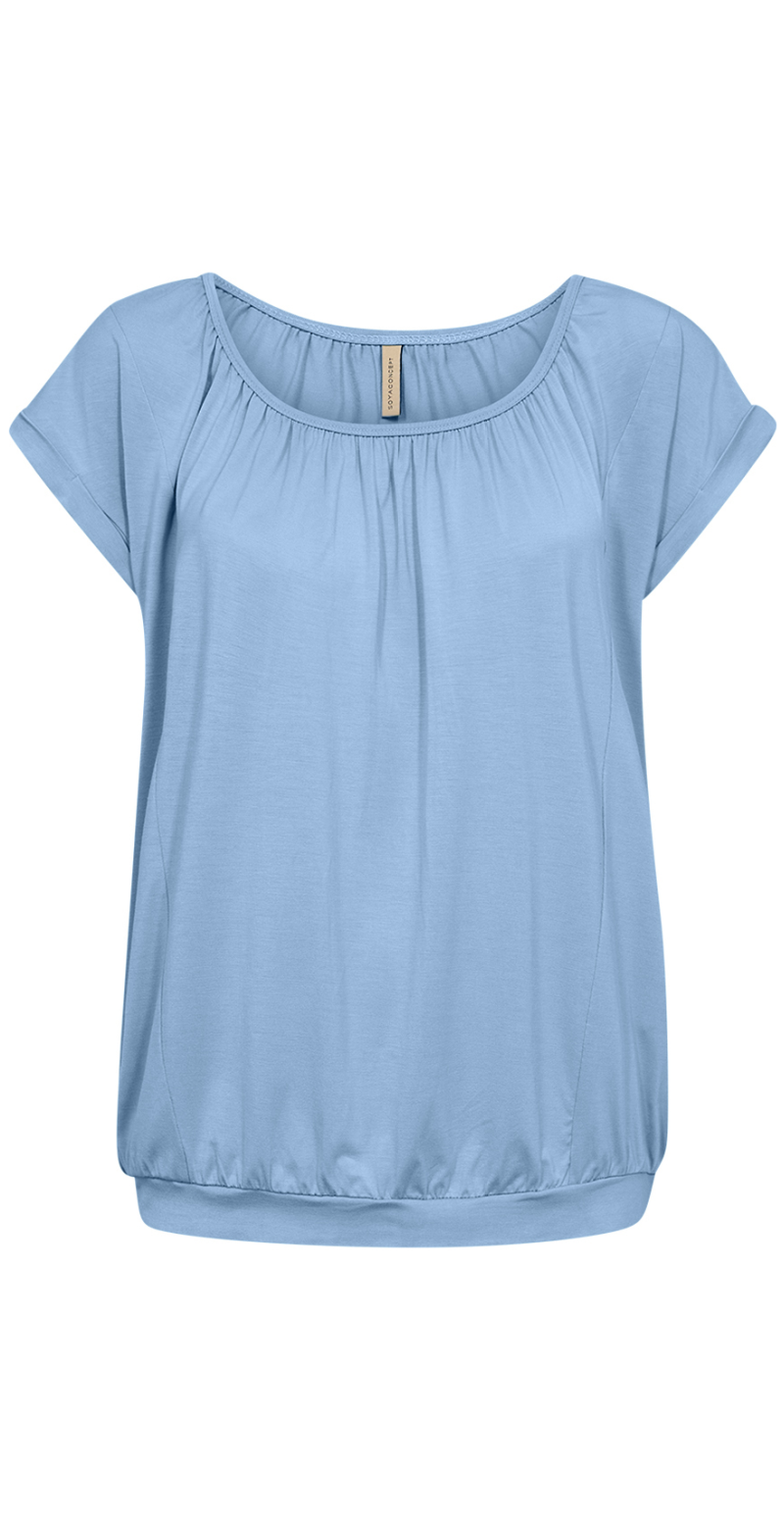 Sophia bluse med rund hals Air blue