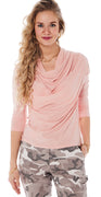 Klara bluse med vandfaldseffekt rosa Likelondon