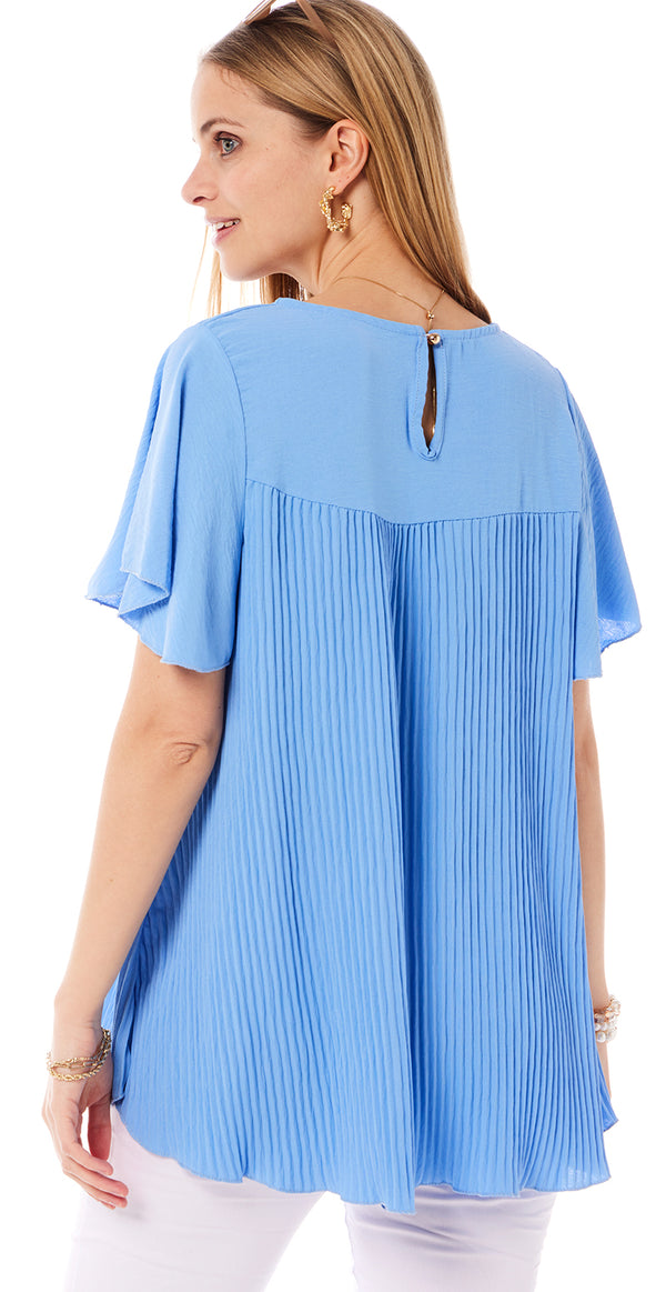 Sigrid bluse med plisse lysblå LikeLondon
