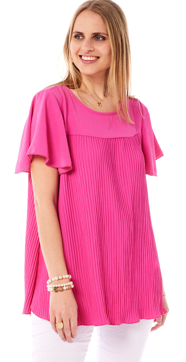 Sigrid bluse med plisse pink LikeLondon