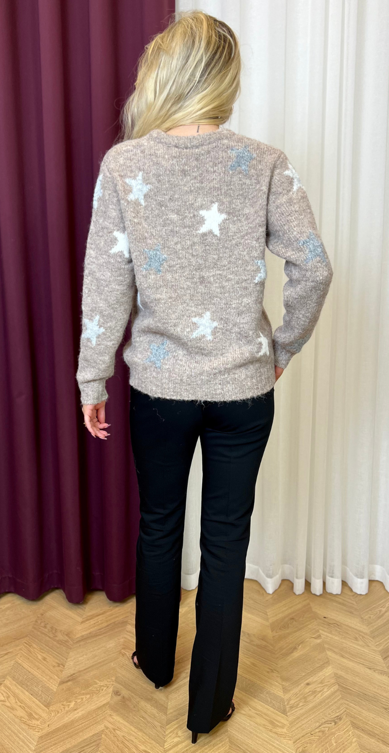 Louisa pullover med stjerner silvermink