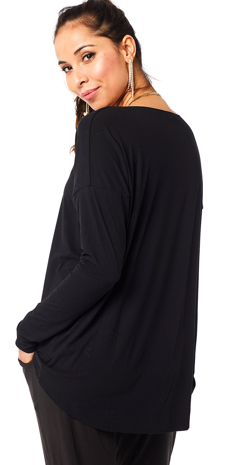 Sort langærmet bluse (4502740074577)