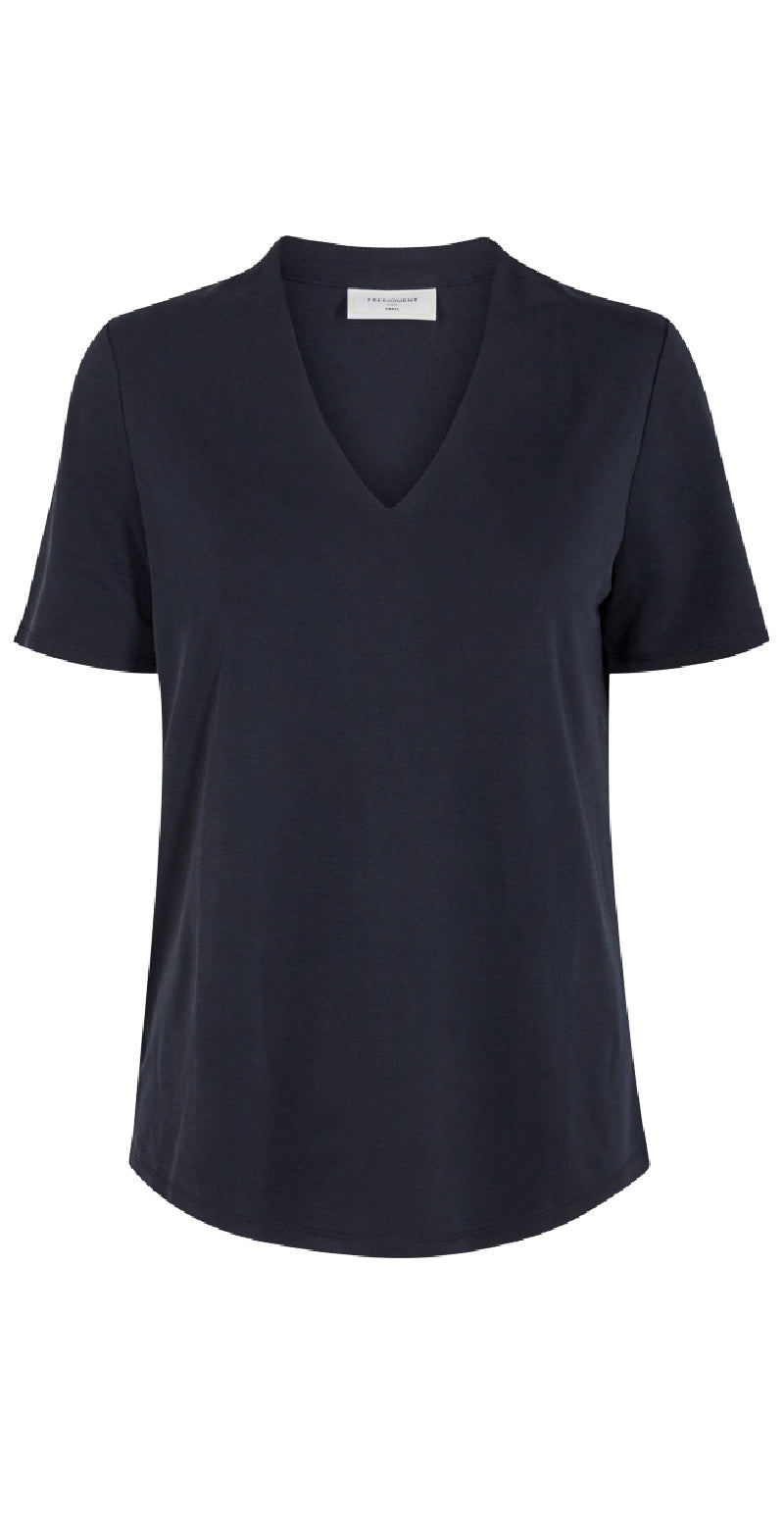 Bluse med v-hals navy