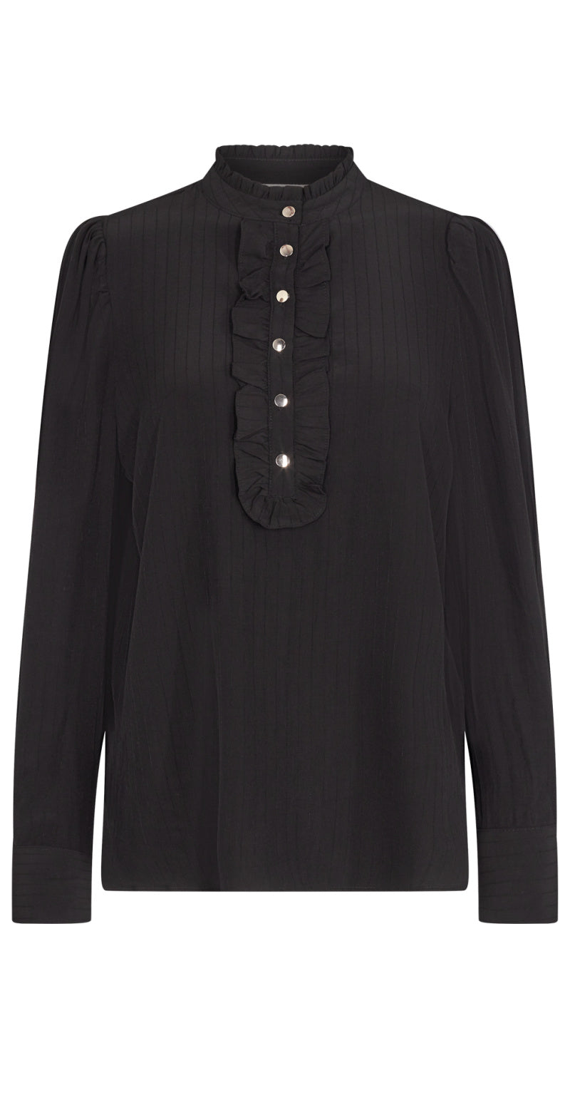 April bluse med flæse sort