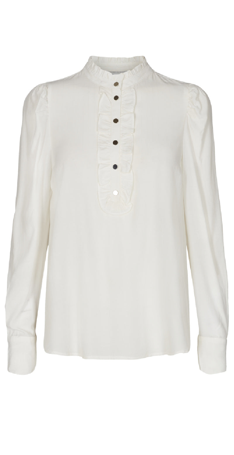 April bluse med flæse off white