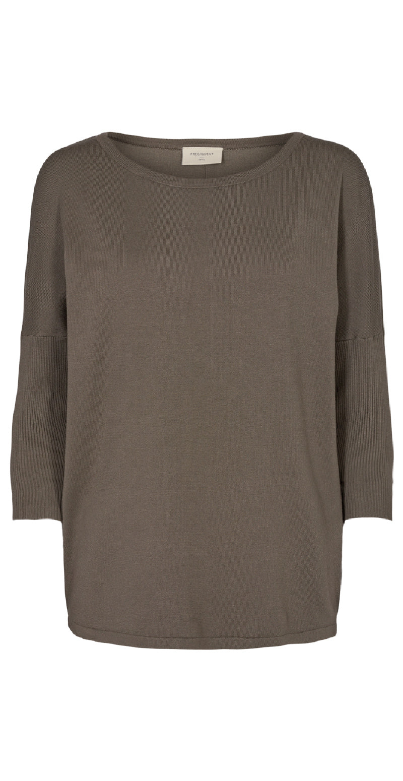 Strikbluse med 3/4 ærme morel