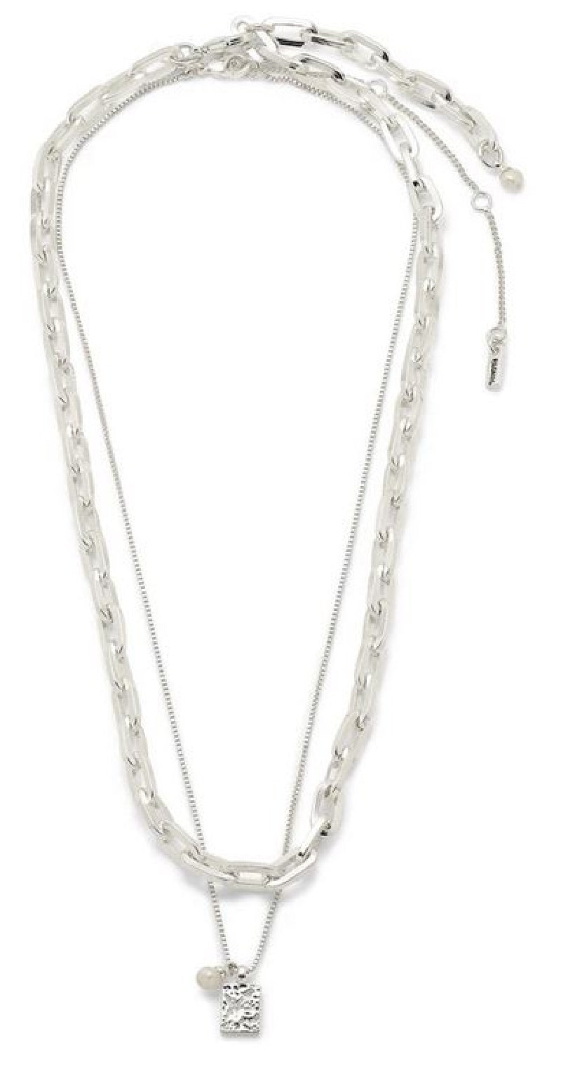 Rå halskæde og spinkel halskæde i sølv