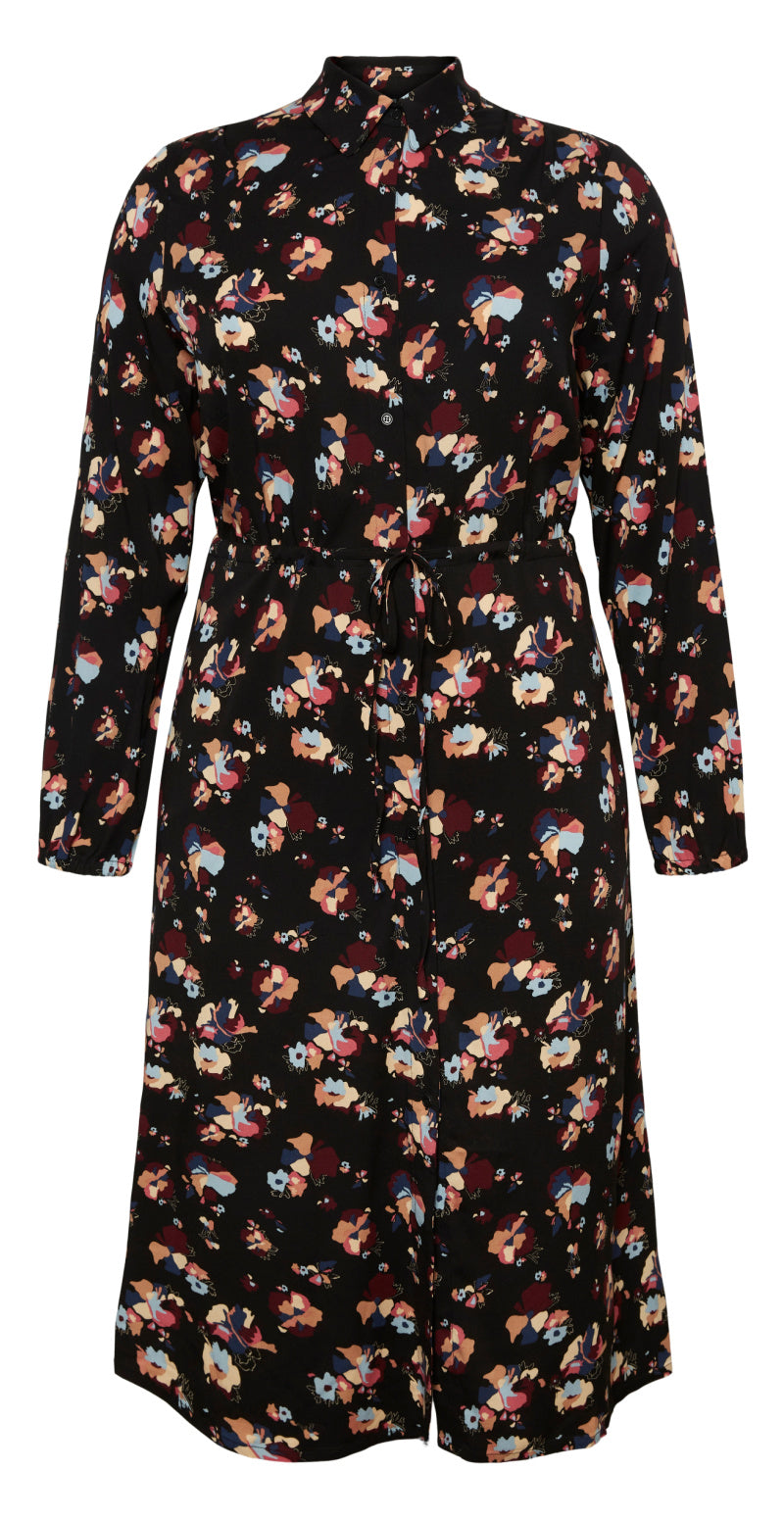 Kjole med blomster sort