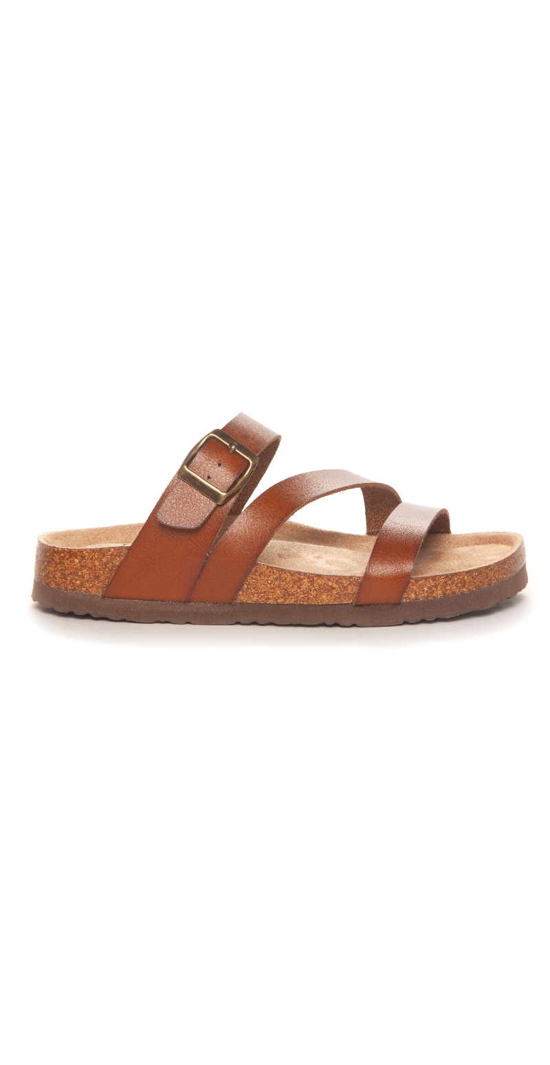 Sandal med PU læderremme i brun