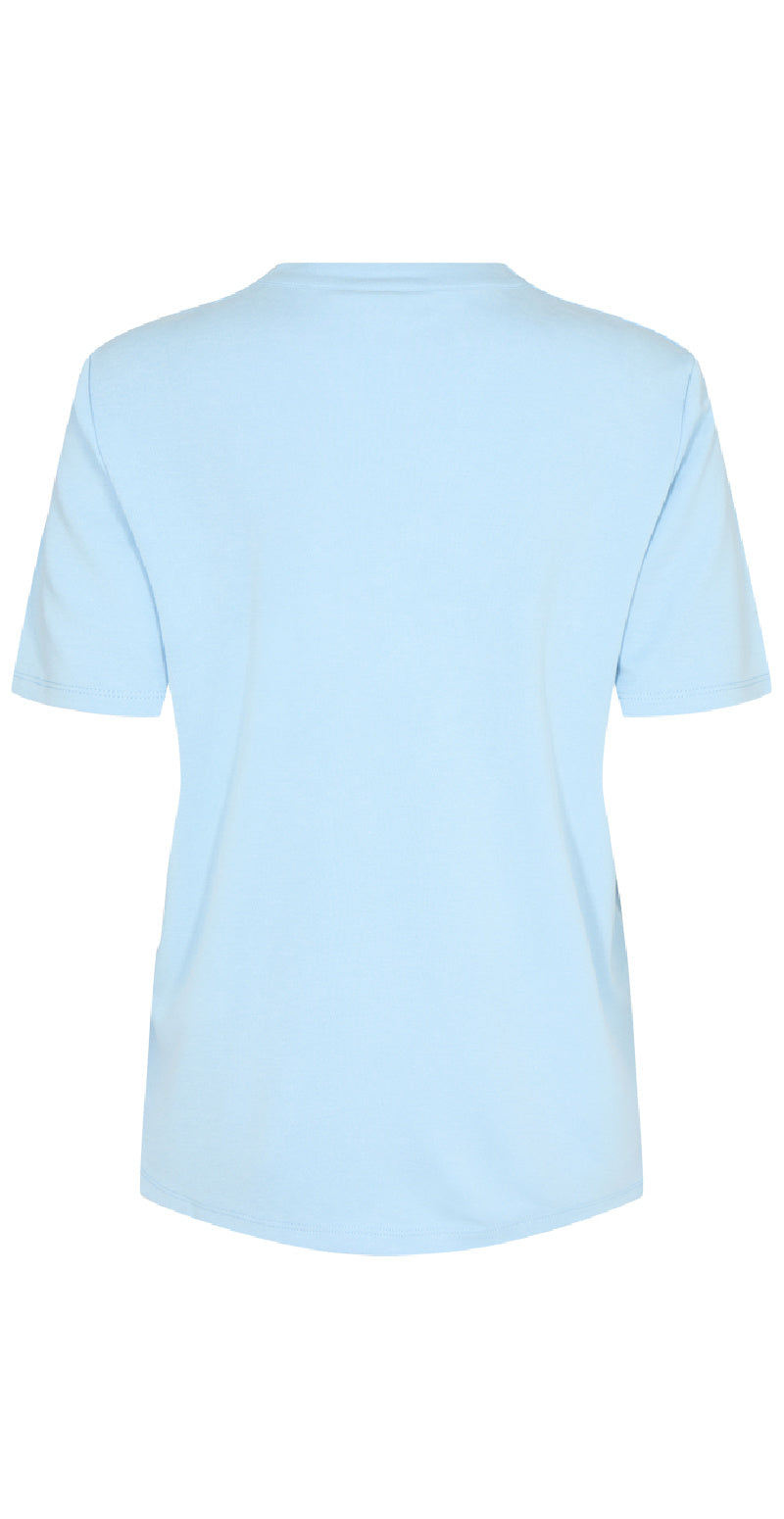 Bluse med v-hals chambray blue