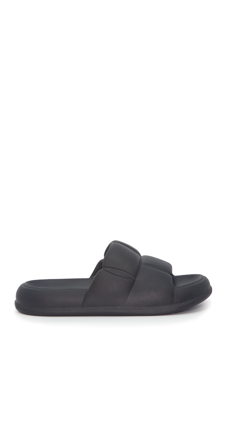 Slip in sandal med quilt sort
