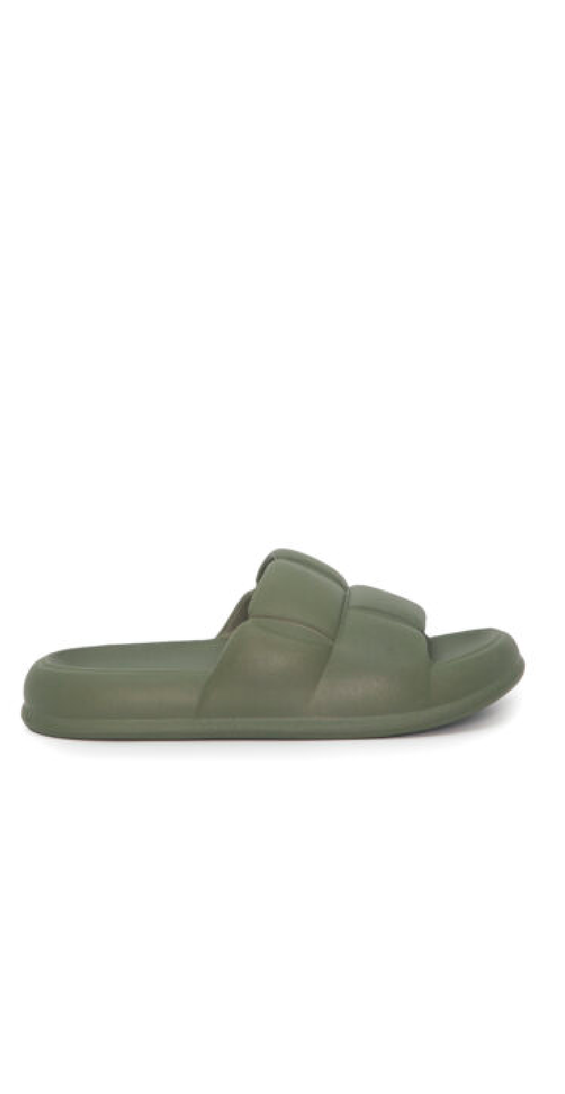 Slip in sandal med quilt army