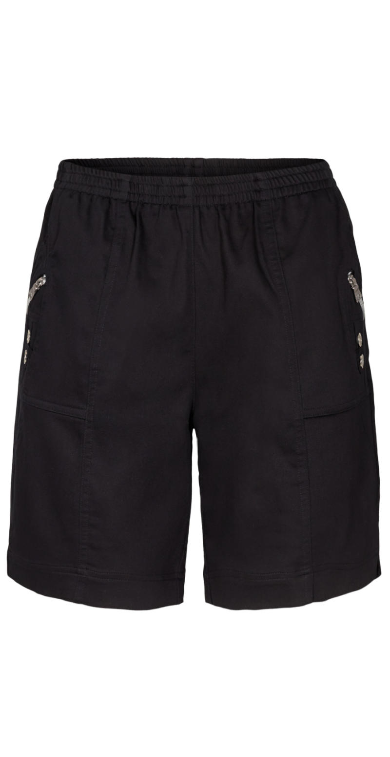 Lily shorts med elastik og detaljer sort