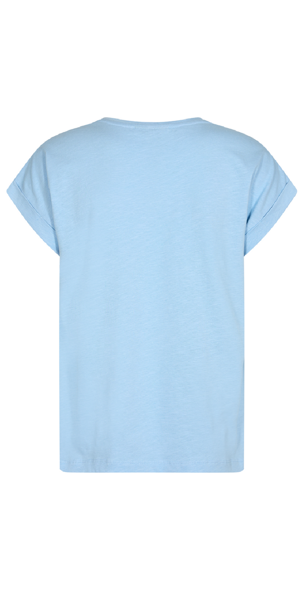 T-shirt med brystlomme chambray blue