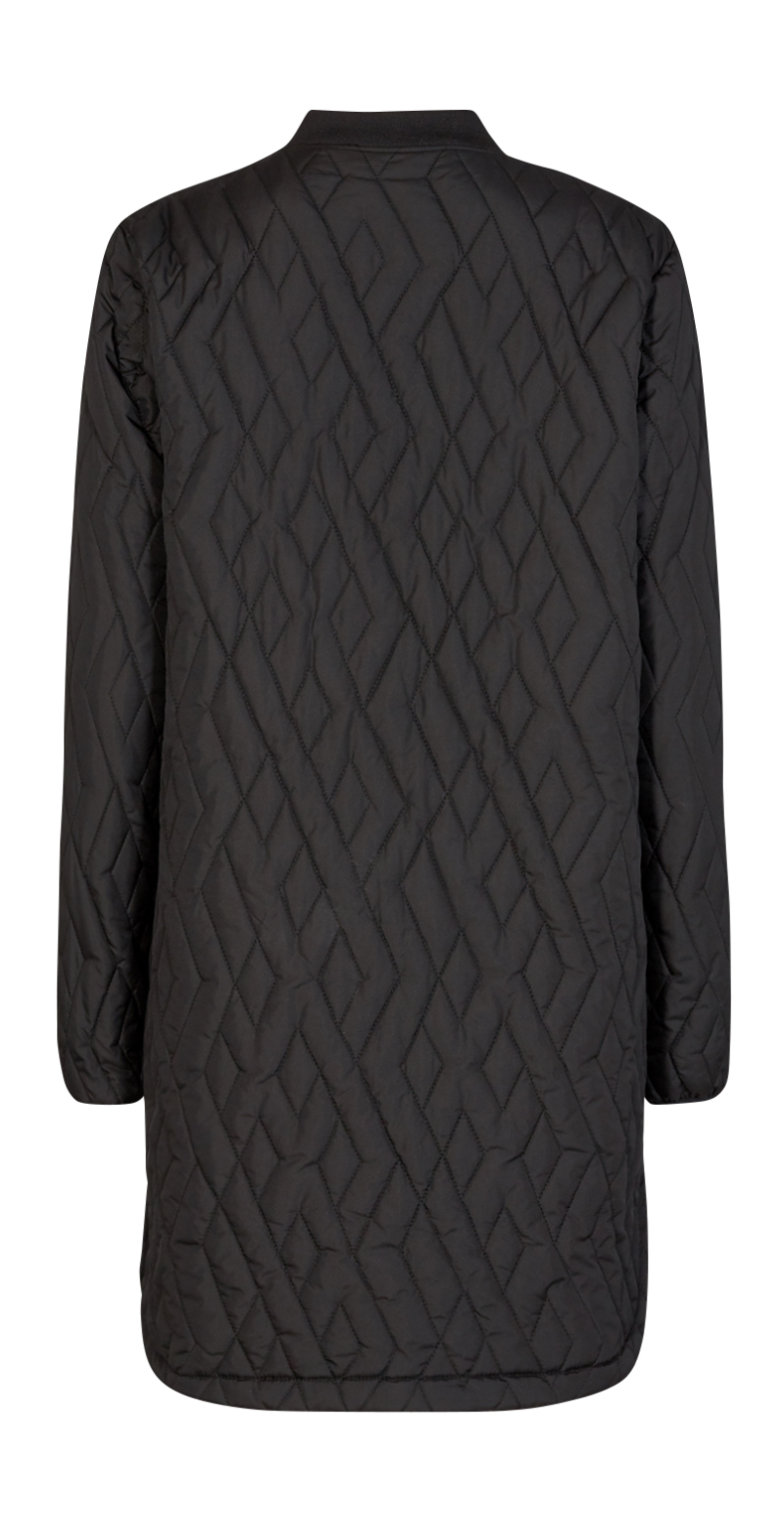 Quiltet jakke med lommer sort