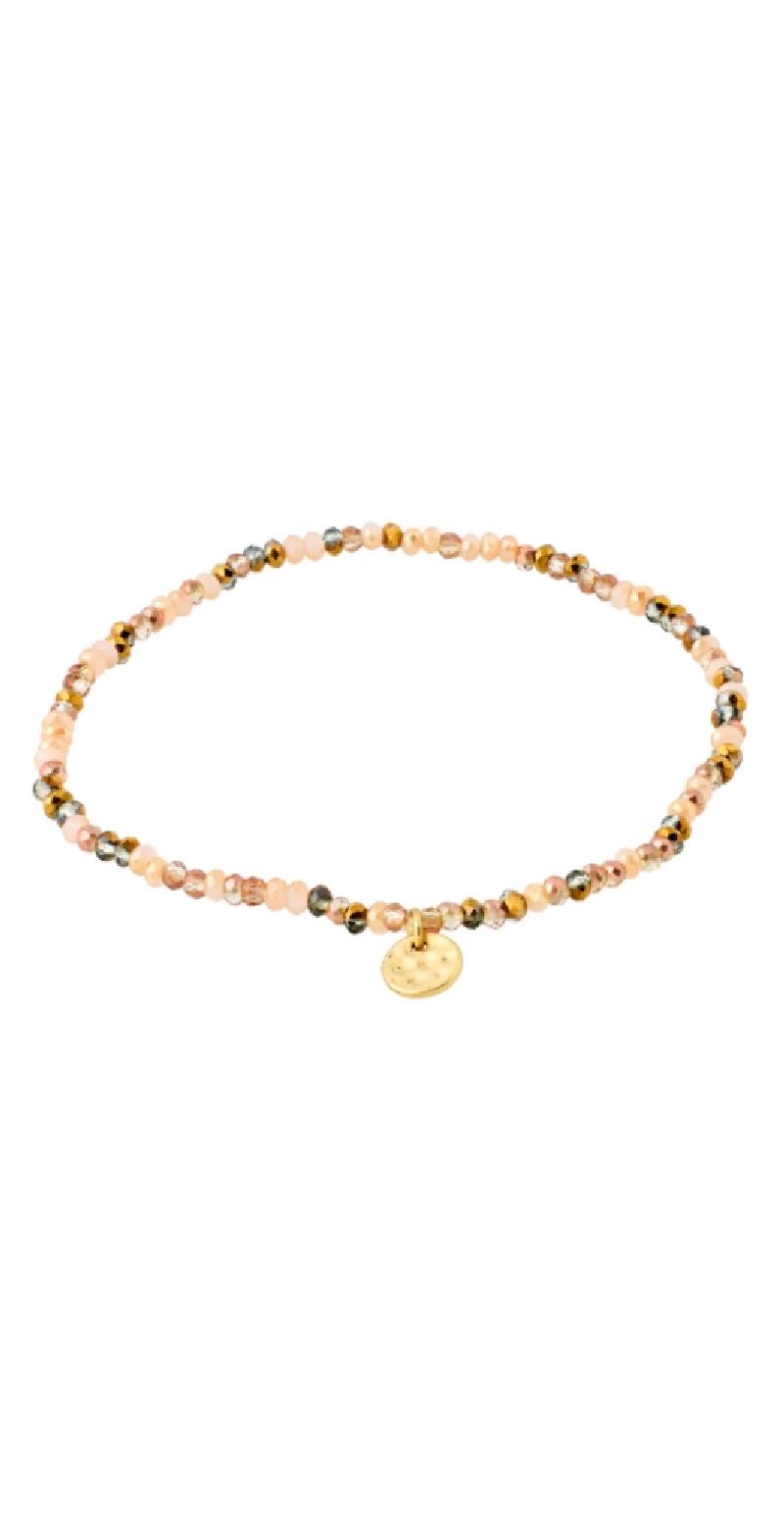Armbånd med glasperler brun mix
