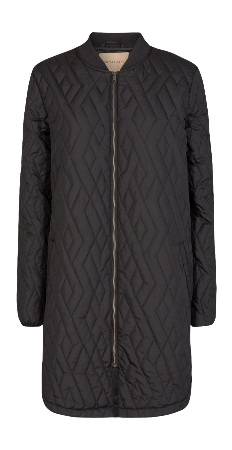 Quiltet jakke med lommer sort