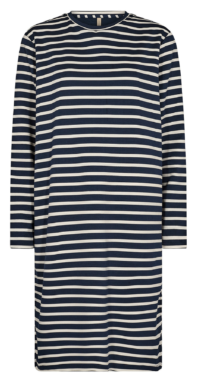 Sweatkjole med strib navy