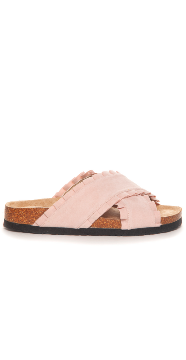 Sandal med flæse i light pink