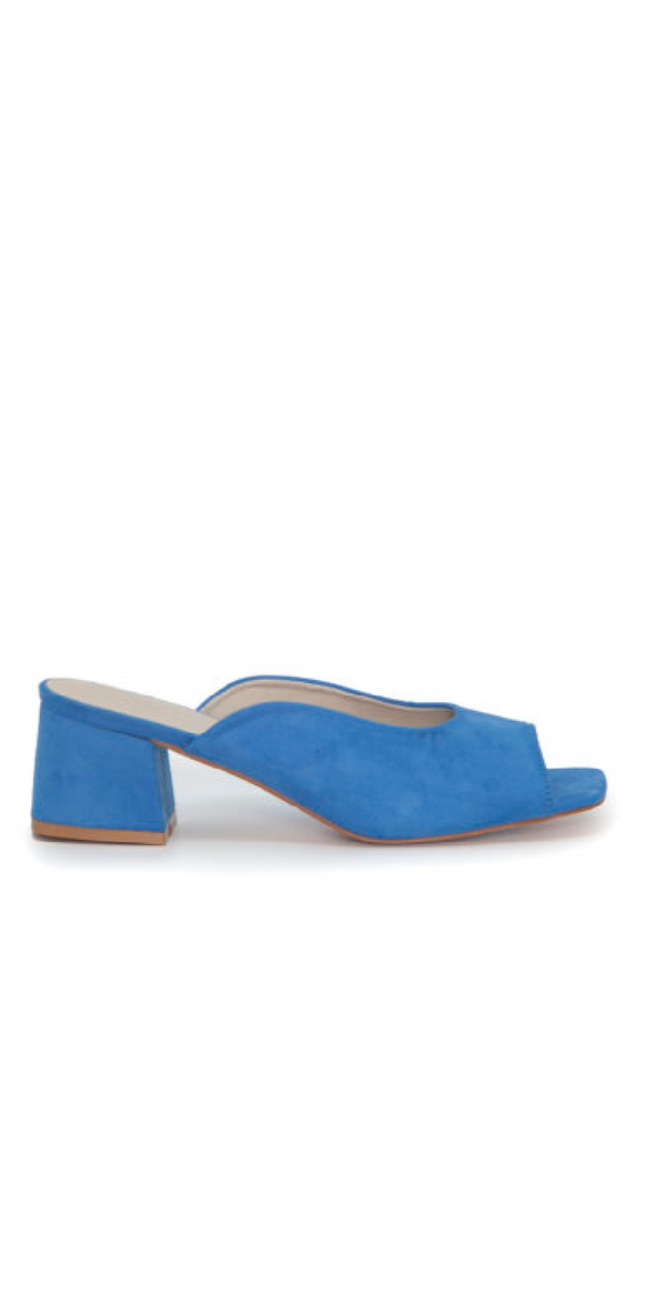Sandal med blokhæl og åben tå blå