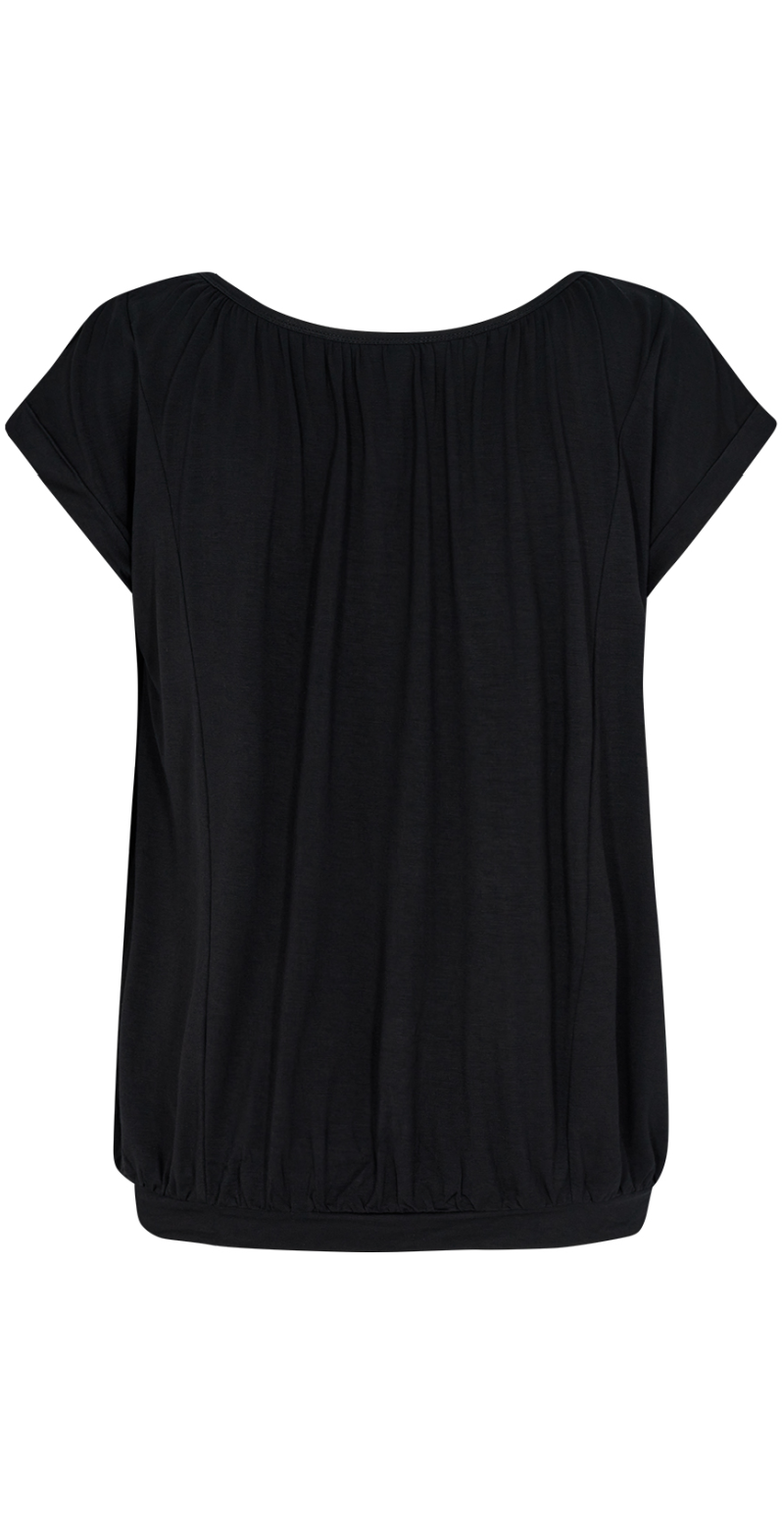 Sophia bluse med rund hals sort small