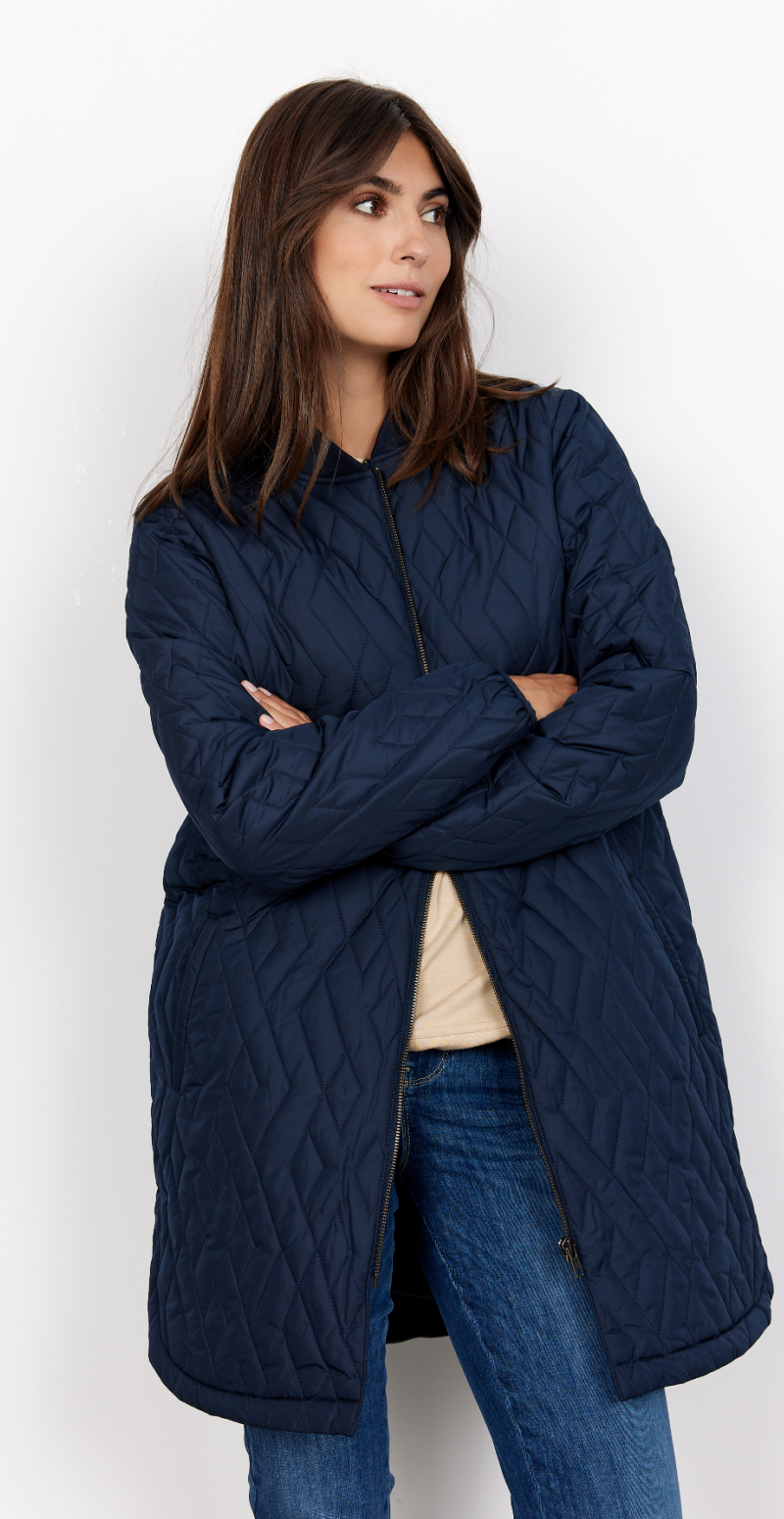 Quiltet jakke med lommer navy