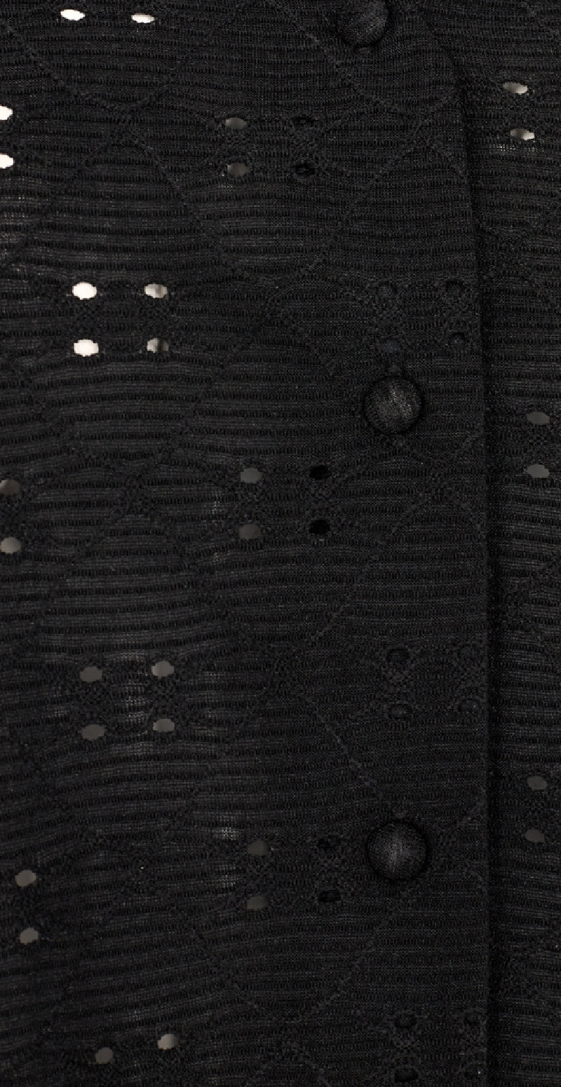 Hulmønstret bluse sort