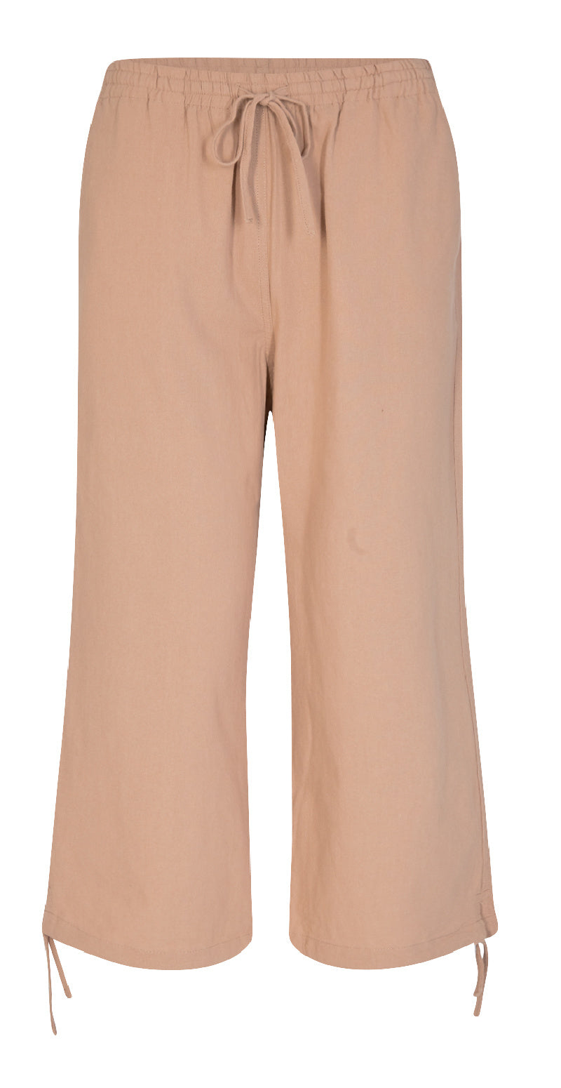 Sally capri bukser med bindebånd og snøre nude