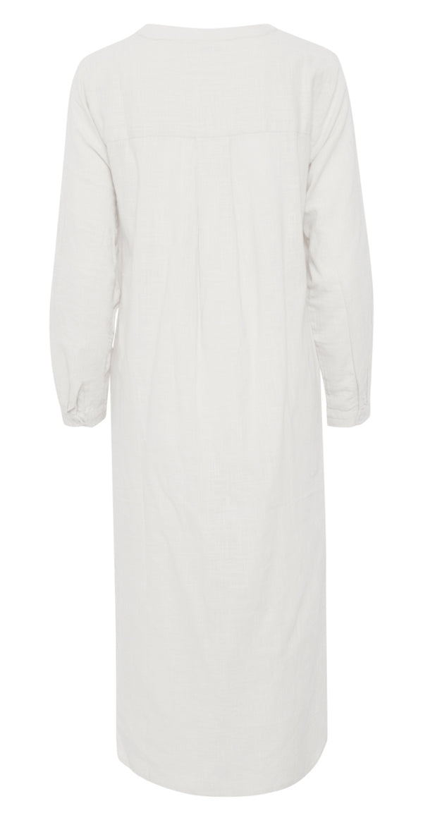 Lang kjole med stolpelukning off white