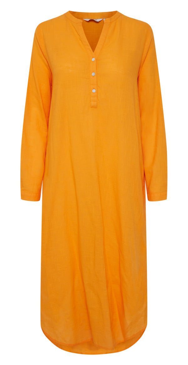 Lang kjole med stolpelukning orange