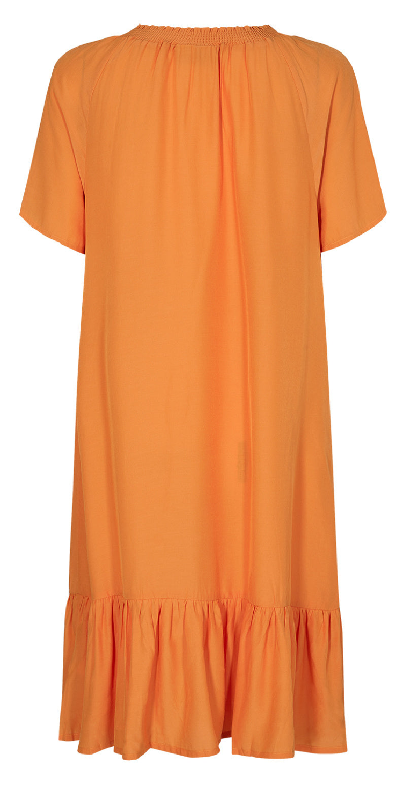 Kort kjole med peplum og kort ærme orange