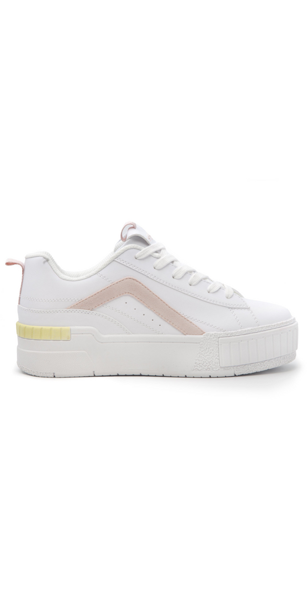 Sneakers med platform i hvid/pink