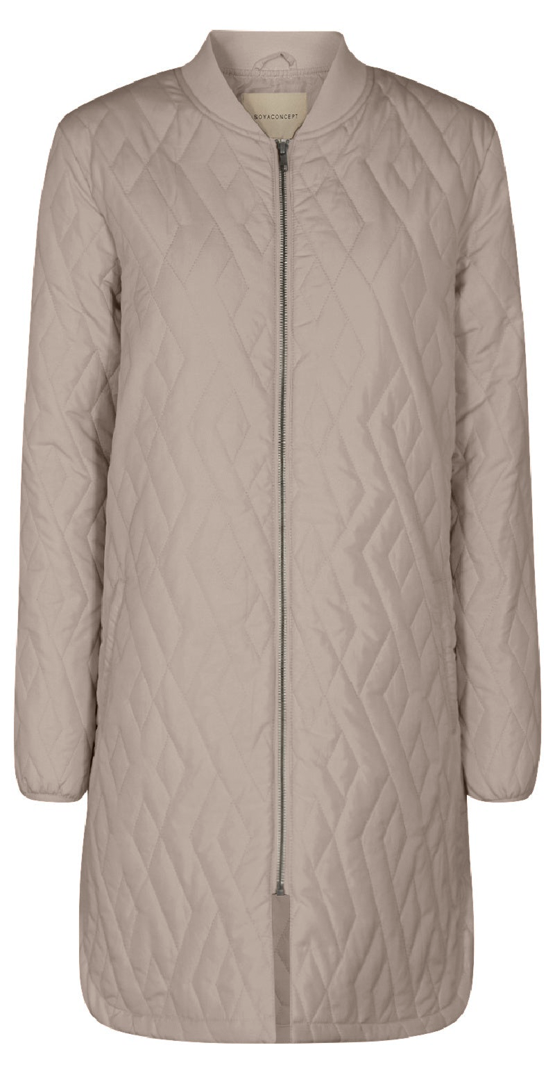 Quiltet jakke med lommer beige