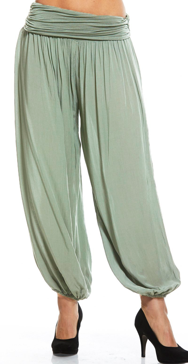 Jill buks med elastik ved talje og fod khaki LikeLondon